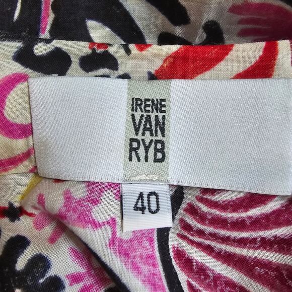 Irene Van Ryb Sea Shell Coral Print Cotton Midi Dress Size French Size 40/US 8 - Picture 9 of 11